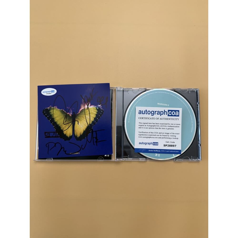 Maroon 5 GROUP SIGNED CD Love Is Like Adam Levine Autograph ACOA SP28897